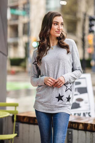 ST-15289 - Star Printed Oversized Sweatshirt - Colors: As Shown - Available Sizes:XS-XXL - Catalog Page:4 